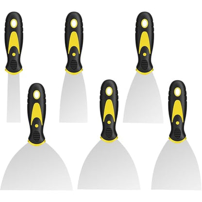 6Pcs Putty Knife Set, 1" 2" 3" 4" 5" 6" Scraper, Spackle Knife, Paint Scraper, Stainless Steel No Rusting, For Repairing Drywall, Removing Wallpaper, Mud, Plaster, Applying Putty, Cement