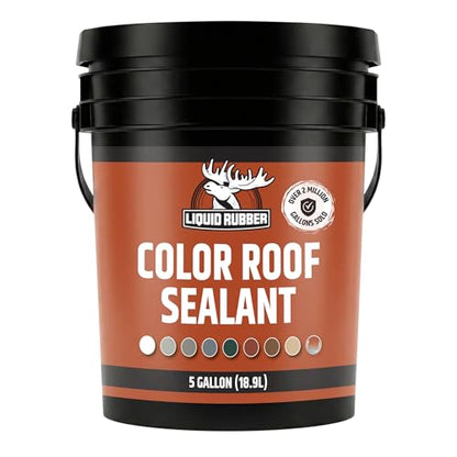 Liquid Rubber Color Roof Sealant - Flat & Metal, White, 5 Gallon - color: White, size: 5 Gallon