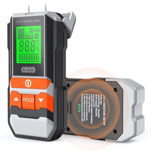 Dr.meter 2 in 1 Pin & Pinless Wood Moisture Meter for Wood Drywall