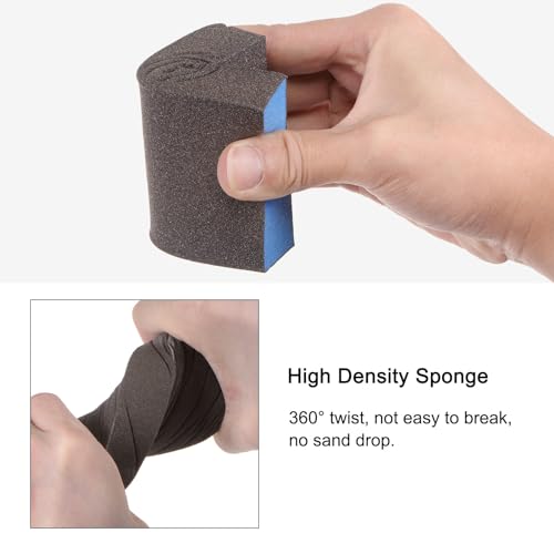 HARFINGTON 4pcs Sanding Sponge Blocks #100 (240-320 Grits) Wet/Dry Hand Sanding Sponges, 100x70x25mm Foam Sanding Block Pad for Polishing Kitchen Metal Wood Drywall Furniture, Brown&Blue - color: Brown, Blue, size: 240-320 Grits
