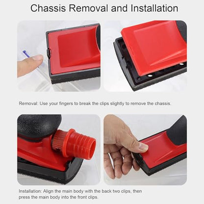 Adjustable Hand Sanding Block, Brushed Chassis Hand Sander with Dust Extraction, Ideal for Woodworking, Home Cleaning, ABS Material