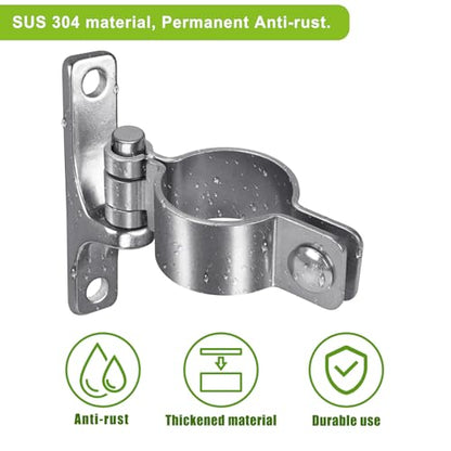 Insaga 304 Stainless Steel Gate Hinges 2Pack, Heavy Duty 1-5/8" Pipe Hinge with 5/8" Pin, Wall Mount Anti-Rust Chain Link Fence Hinge for Barn, Farm, Sports Field - color: 1-5/8''-2pack