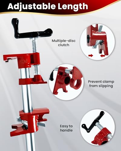 3/4 Inch Pipe Clamps, 6 Pack Woodworking Clamp Set for Gluing DIY - style: Red, 3/4 IN