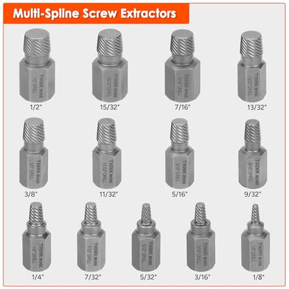 65-Piece Broken Bolt Extractor Kit with Easy Out Screw Extractor Set - size: 65-Piece