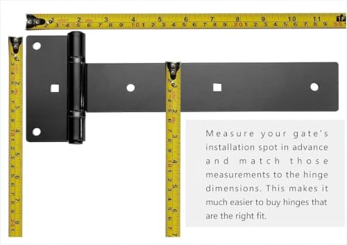 12 Inch Heavy Duty T Strap Hinges (2-Pcs), 4mm Thickened Solid Steel - size: Middle