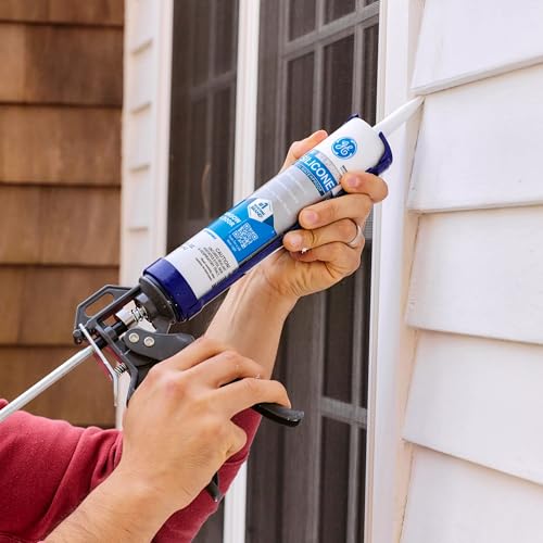GE All Purpose Silicone Caulk, White, 10.1 fl oz Cartridge, 1 Pack - 100% Waterproof Silicone Sealant, Stronger Adhesion, Freeze & Sun Proof - size: 1 Pack, style: White
