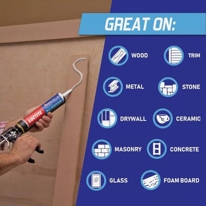 Loctite Power Grab Express All Purpose Construction Adhesive, 9 fl oz Cartridge, 1 Pack - Versatile Construction Glue for Cement, Tile, Wall & More - size: 1 Pack, style: 9 fl oz