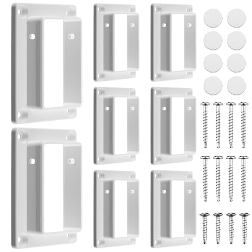 Sasylvia 8 Pcs 2" x 3.5" White Vinyl Fence Brackets, Slotted Handrail Bracket Kit with Screws for Deck Railing, Vinyl Fencing Panel to Post Connection, Mount to Wall Vertical Flat Surface