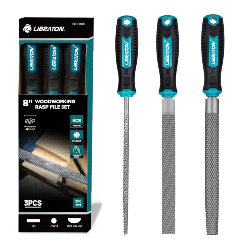 LIBRATON Wood Rasp Set, 3PCS Wood File Set, Multi-Shape Wood Rasp File