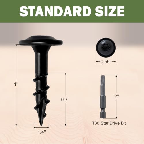 LIONMAX Lag Screws 1 Inch, Structural Wood Screws #14 x 1, 300-PCS, Black - color: Black, size: #14 x 1"