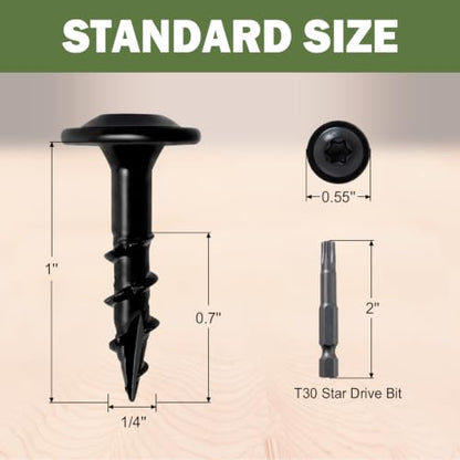 LIONMAX Lag Screws 1 Inch, Structural Wood Screws #14 x 1, 300-PCS, Black - color: Black, size: #14 x 1"