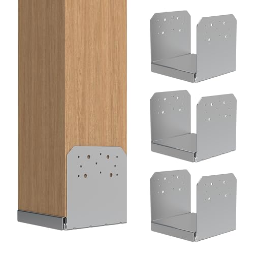4 Pack 8x8 Post Base Brackets for Deck Pergola Patio Railing - color: Silver, size: Nominal 8x8