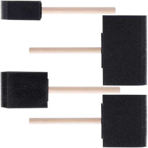 4 Pcs Foam Paint Brushes, 1" 2" 3" 4", Black