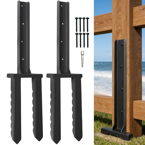2Pcs Fence Post Repair Kit, Quick Fix Broken/Leaning Wood Post