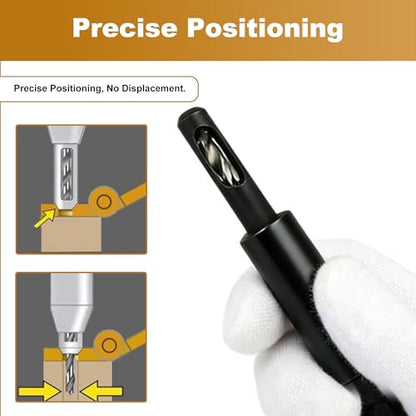 FIVEPEARS Self Centering Drill Bit Set, 3-Piece VIX Bit with 1/4" Hex Shank, 3/32”, 7/64”, 1/8” Center Drill Bit Set for Precise Cabinet, Door, and Hinge Installation