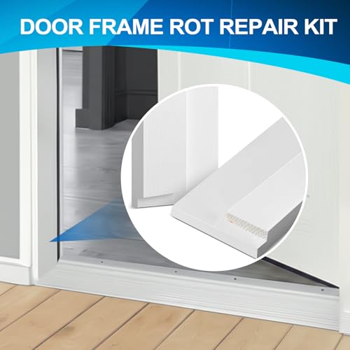 CroBlissful 1 Set 12 Inch L X 6-9/16 Inch W X 1-1/4 T Exterior Door Jamb Repair Kit, Jamb Paintable Wood Rotted Door Frame Repair Kit for Exterior Frame - size: 12 Inch L X 6-9/16 Inch W X 1-1/4 T