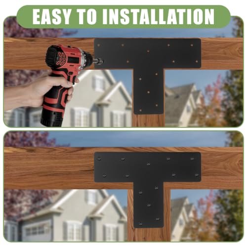 4 Pcs 16.9"x 12" T Post Brackets,Thickness 0.12" Mending Plates - size: 6"x 6"