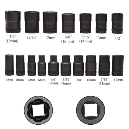 21PCS Twist Lug Nut Socket Set, 3/8" Drive Bolt Nut Extractor Tool - color: 21pcs Lug Nut Extractor 3/8 Inch Drive