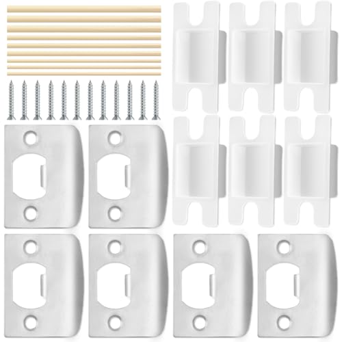 Door Strike Latch Plate Set,6 Pack,with 9 Dowel Strips