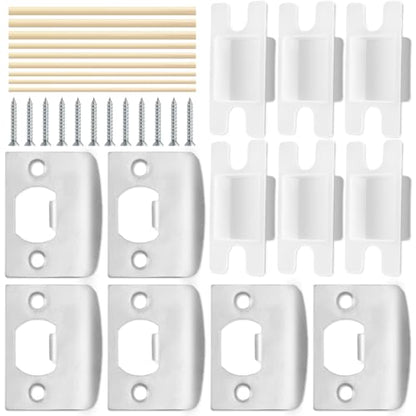 Door Strike Latch Plate Set,6 Pack,with 9 Dowel Strips