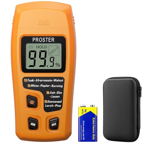 Proster Wood Moisture Meter 4 Modes 0-99.9% for Wood/Paper/Firewood