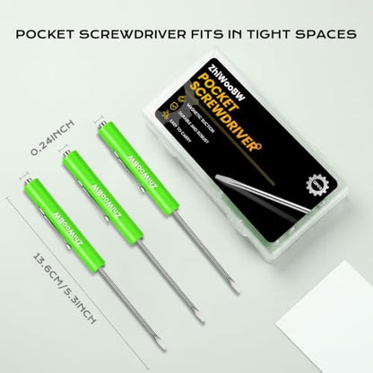 12 Pcs Green Pocket Screwdriver Magnetic Mini Slotted Flathead - color: Green
