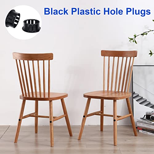 Tnisesm 135Pcs 8 Sizes Nylon Plastic Hole Plugs Black 1/4" 5/16" 3/8" 1/2" 5/8" 3/4" 7/8" 1" Round Drill Hole, Furniture Cabinet Insert End Caps Industrial Hardware Biscuits & Plugs - color: 8 Size(1/4"-1"-135pcs)