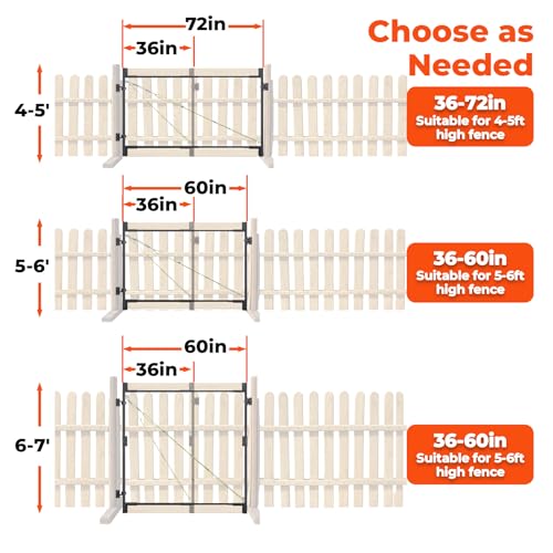 Adjustable Steel Frame DIY Building Gate Kit for 7ft High Fences - size: 36-60“ Wide（7Feet）-1Pack