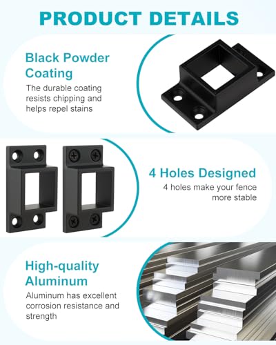 Rocaris 10pcs 1" x 1" Aluminum Fence Brackets with Screws