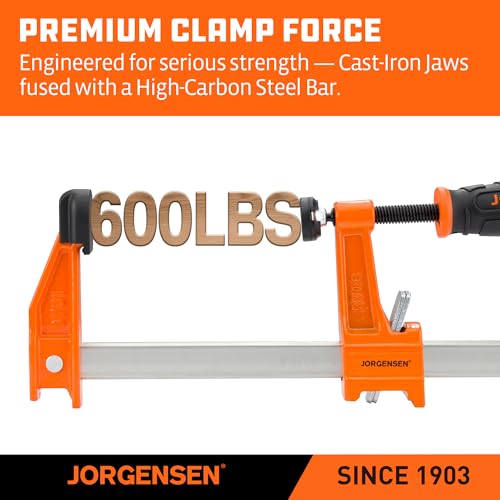 Jorgensen 24" Medium-Duty Steel Bar Clamp Set, 600 lbs Load Limit, 2-Pack - size: 24 Inch Medium Duty