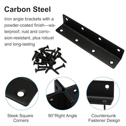 4 Pcs Corner Brace Angle Bracket, 5.5"x 1", Black - size: black,5.5"x 1"