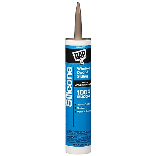 DAP 100% Silicone Rubber Window, Door, and Siding Sealant, Bronze 9.8 Oz (7079808647) - color: Bronze, size: 10.1 oz