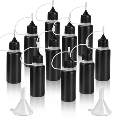 HARSKIYER 15ml Precision Tip Bottles, 10 Pcs Black 2 Funnels - size: 15ml