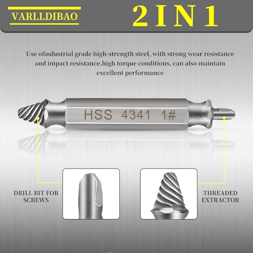 10 PCS Damaged Screw Extractor Set,6 PCS Screw Extractor Remover Kit and 4 PCS Left-Hand Twist Drill Bit Kit for Stripped Screws & Drill Bit