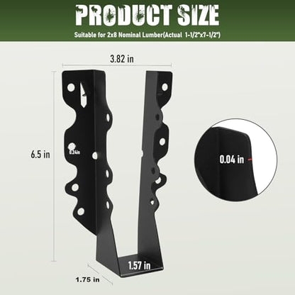 16 Pack 2x8 Joist Hanger Face Mount 20 Gauge Steel Deck Roof Framing Tie - size: 16 PCS, style: 2''X8''