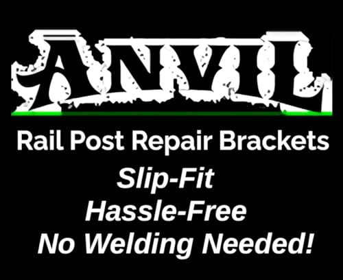 NO Welding 6 1/2" Outdoor Step Railing Posts Repair base boot for 1" Hollow or Solid Handrail Post mount, Slip-Fit design for loose broken Rusty Iron rail posts decks-stairs-Black paint w/anchor bolts