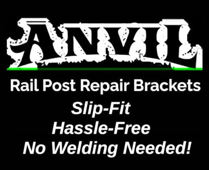NO Welding 6 1/2" Outdoor Step Railing Posts Repair base boot for 1" Hollow or Solid Handrail Post mount, Slip-Fit design for loose broken Rusty Iron rail posts decks-stairs-Black paint w/anchor bolts