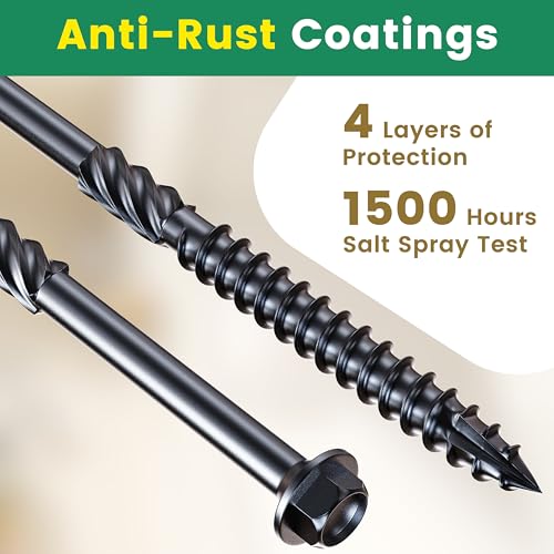 #14 x 2 Wood Structural Screws 50 Pcs, Exterior Hex-Head Lag Screws, Black Heavy Duty Construction Timber Log Landscaping Wood Screws, Hex Socket Included - size: #14 x 2"