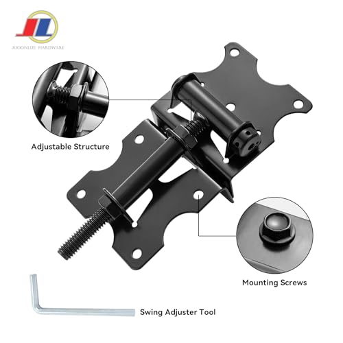 Self Closing Gate Hinges, Adjustable Fence Hinges, 2 Pack - style: Vinyl Gate