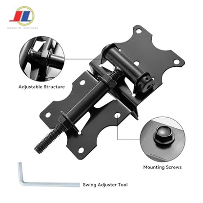 Self Closing Gate Hinges, Adjustable Fence Hinges, 2 Pack - style: Vinyl Gate