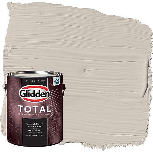 Glidden Total Exterior Paint & Primer All-in-One, Intuitive/Greige, Semi-Gloss, 1 Gallon - color: Intuitive, size: 128 Fl Oz (Pack of 1)