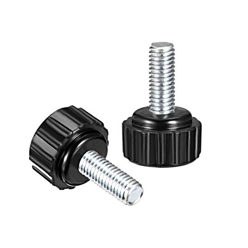 uxcell 12pcs Knurled Clamping Knobs M5 x 16mm Metric Zinc Plated Carbon Steel Male Thread Thumb Screw on Type 21mm Plastic Round Head Threaded Hand Bolt Stud Knobs Black - size: M5 x 16mm x 21mm