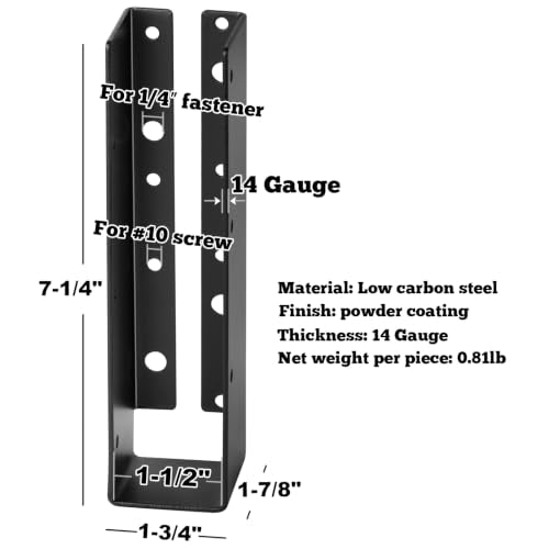 GBGS 6 Pack 2x8 Concealed Joist Hanger,Black - size: 2x8