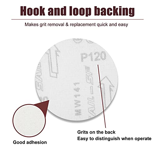 SPEEDWOX 50pcs Sanding Discs 4 Inches Sandpaper 120 Grit Hook and Loop Sanding Discs for Drill Grinder Rotary Tools No Hole - size: 120 Grit