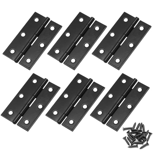 Murtenze 6 Pack 2.5 Inch Black Door Hinge Cabinet Hinge - color: Black, size: 2.5 Inch - 6PCS