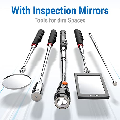 VIBELITE Magnetic Pickup Tool Kit with LED Light & Inspection Mirror