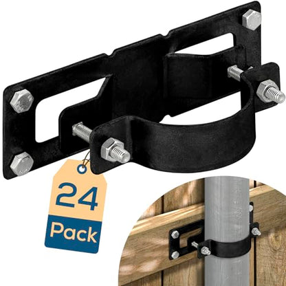 24 Pack Fence Brackets, Black Fence Frame, They use to Attach a Wooden Fence to a Chain Link, Anyone Wants to Convert Their Wooden Poles to Metal Poles (Black) - color: Set 24, size: Powder Coated Black Color
