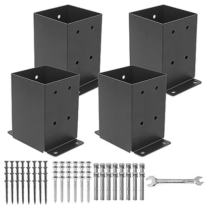 4 Pcs 4"× 4" Post Base (Inner Size 3.6"x3.6") Post Brackets - size: 4 Pcs, style: 4"x 4"