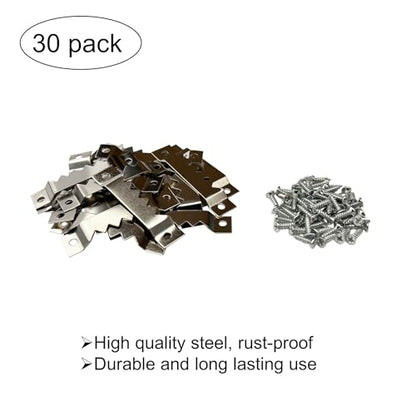 30 Pack Large Sawtooth Picture Hangers (Silver, Supports 50 lbs) - color: Large Silver - 30 Pack