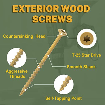 LIONMAX Deck Screws Assortment Kits 170PCS, 2 Size Wood Screws Kits - size: #10 (170pcs)